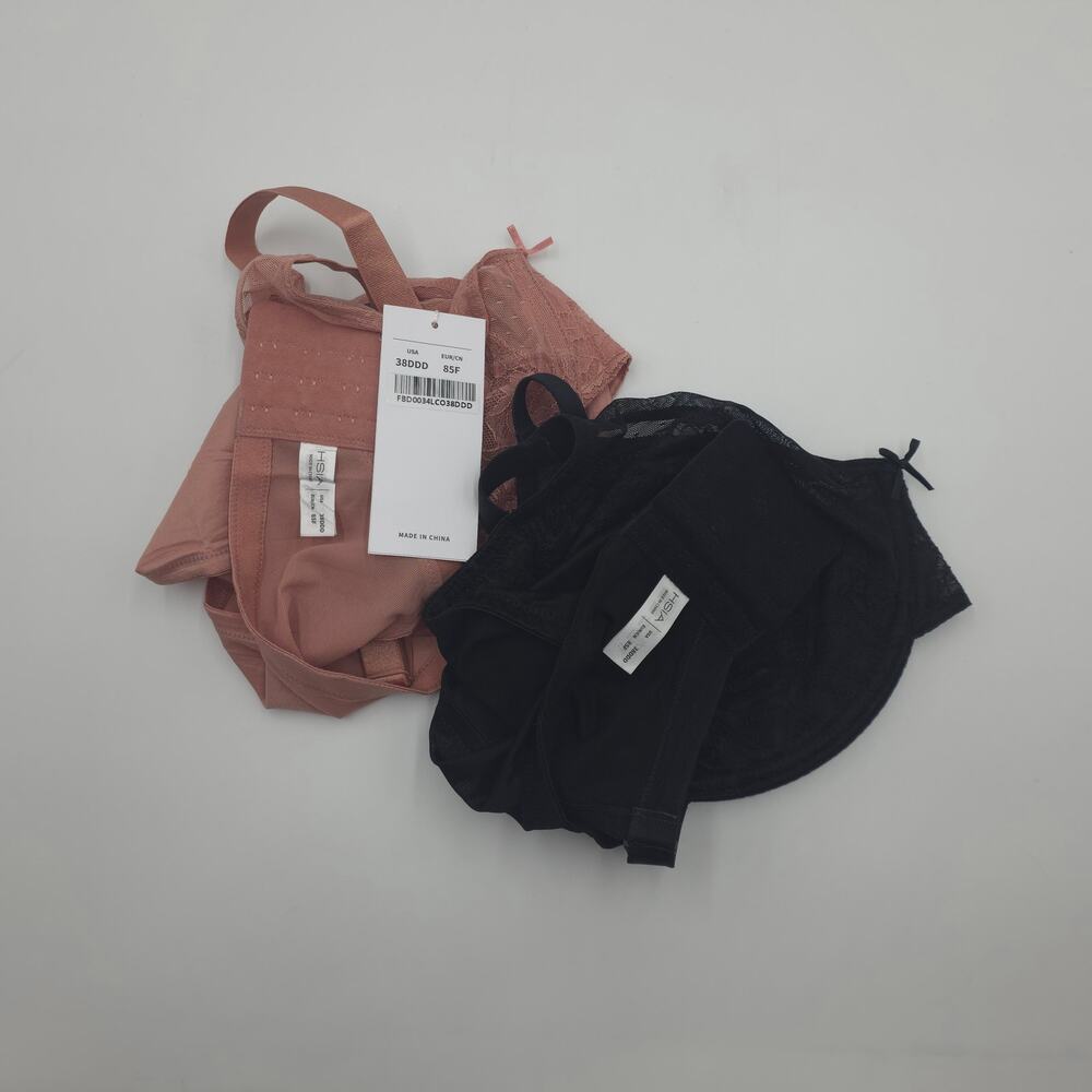 HSIA Bundle of Two Enchante Unlined Lace Underwire Bra in Black Coral Size 38DDD - Picture 10 of 10